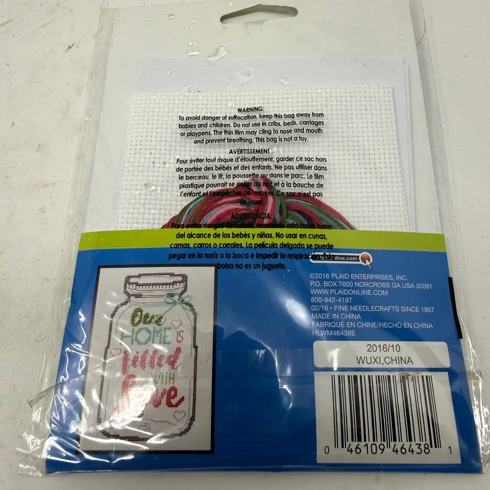 Bucilla My 1st Stitch Our Home Mason Jar Counted Cross Stitch Kit 46438E 5x7